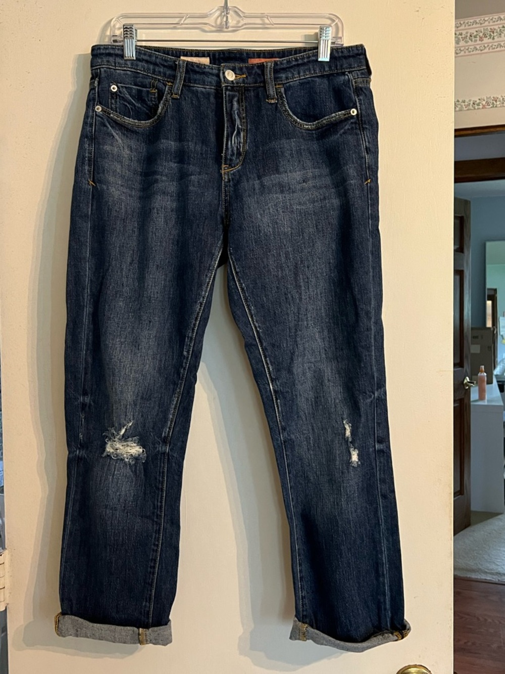 Pilcro Dark Blue Distressed Boyfriend Jeans